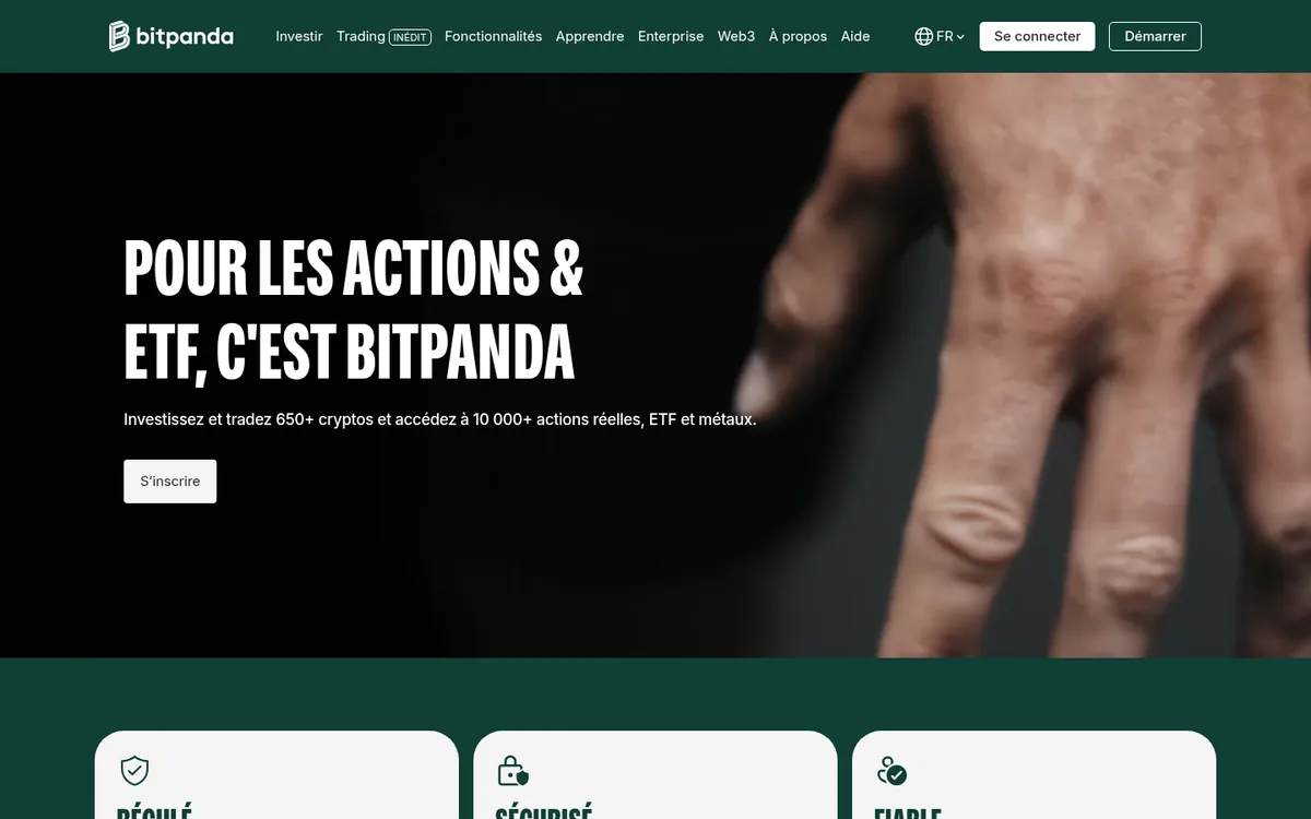 Page d'accueil de Bitpanda sur ordinateur – achat cryptomonnaie chez Bitpanda